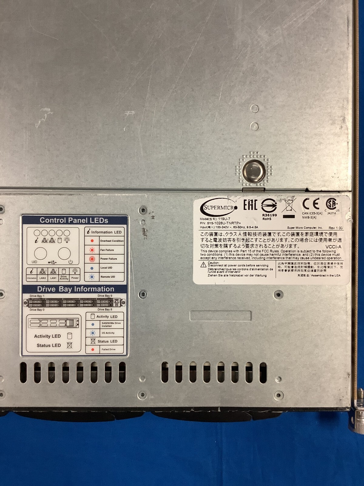 Supermicro SYS-1028U-TNRTP+ 750Wx2 PSU  64GB Internal SSD Fans and cables