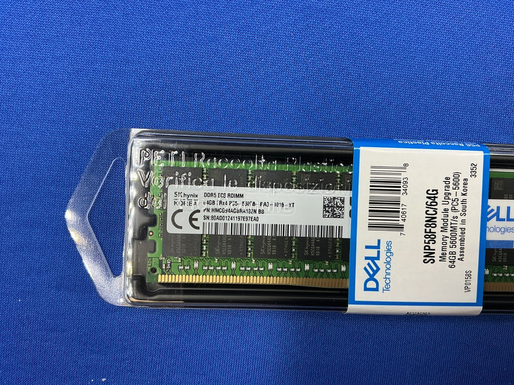 SNP58F8NC/64G Dell 64GB (1X64GB) 2RX4 PC5-5600B RDIMM MEMORY